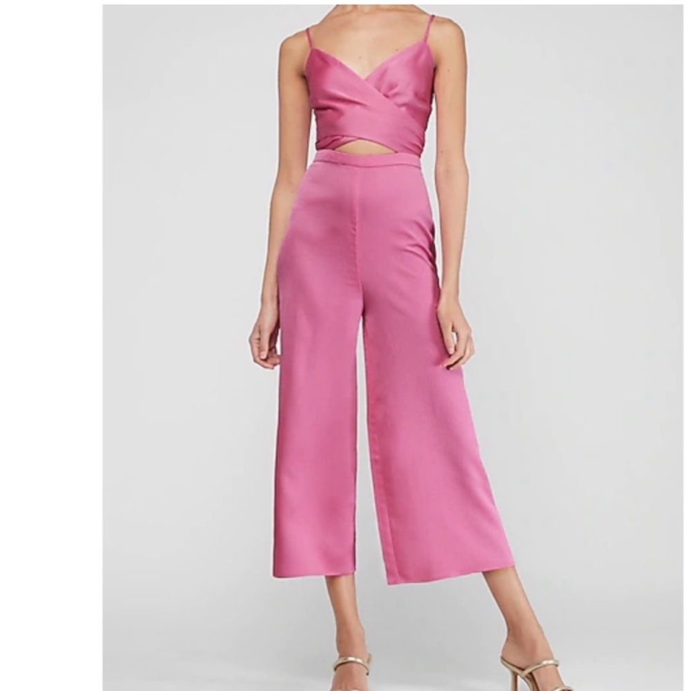 Express Hot Pink Strappy Jumpsuit with Cutout